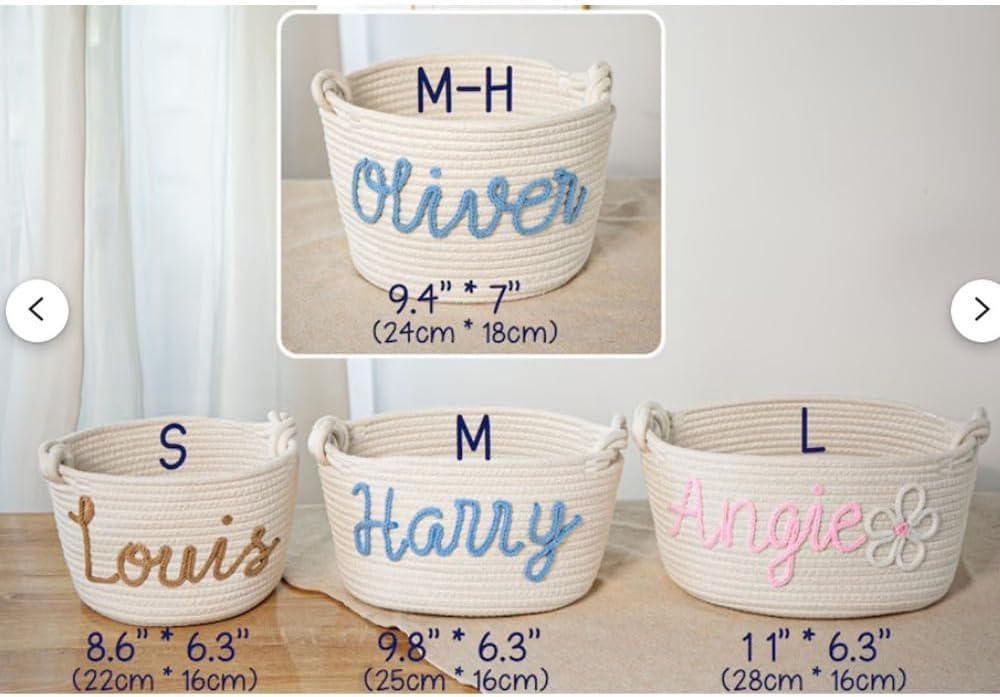 Custom Personalized Handmade Basket for Kids and Pets M-H 24X18CM 1