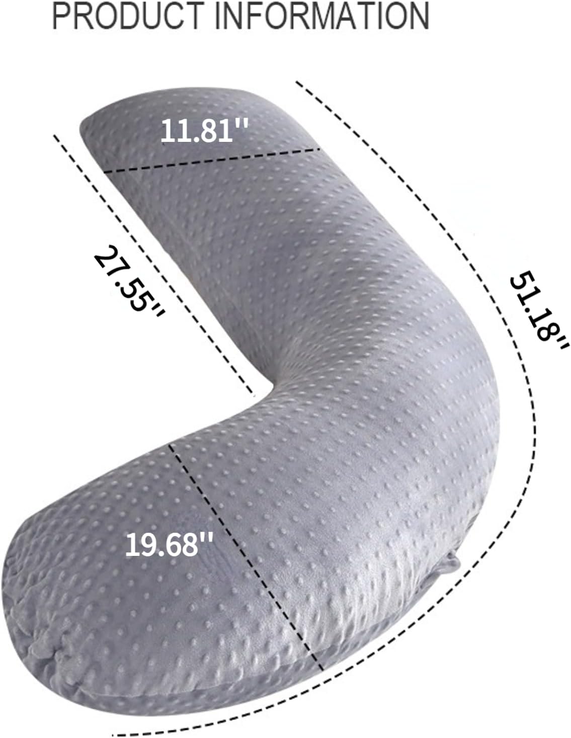 Vivixilan J-Shaped Pregnancy Pillow for Full Body Support Gray