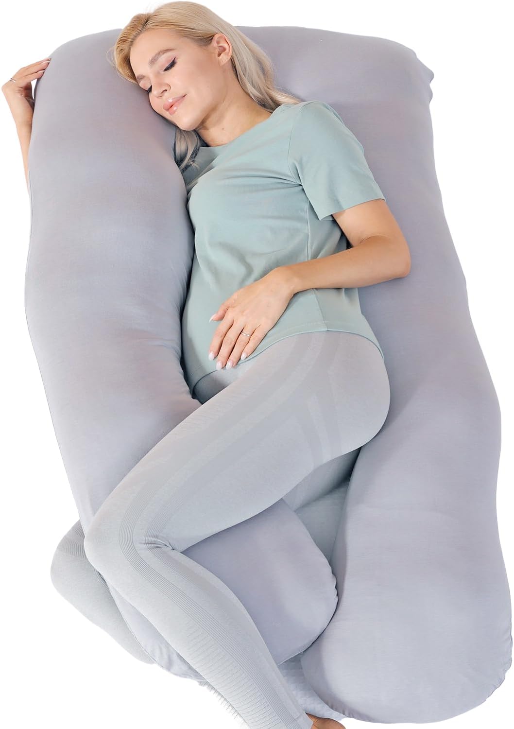 MISERRO Cooling Pregnancy Pillow with Bamboo Rayon Cotton Blend