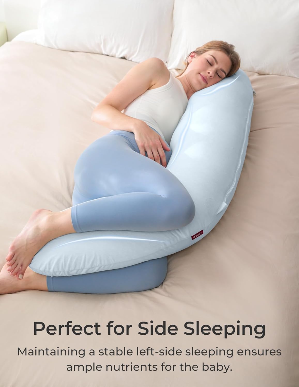 Momcozy Pregnancy Pillow for Side Sleepers Blue