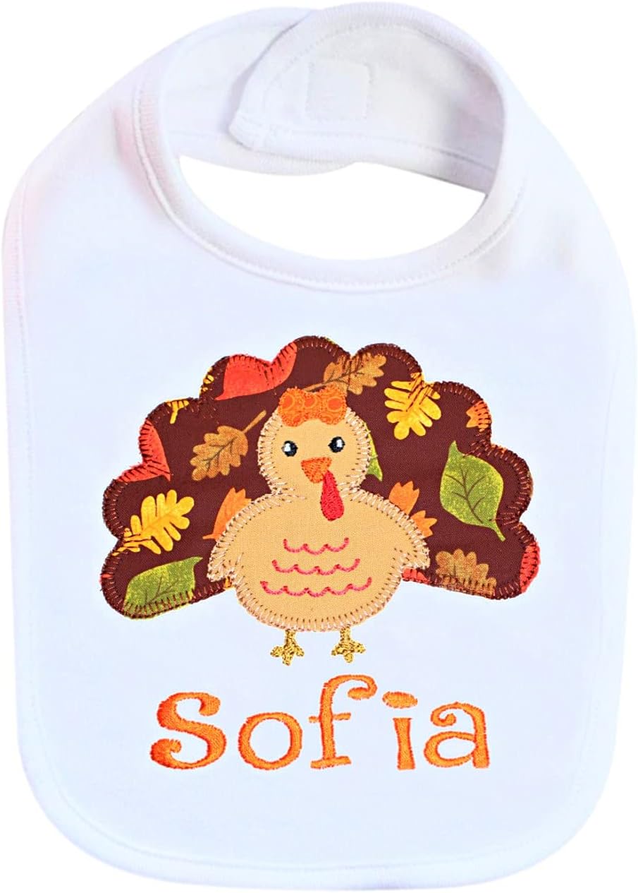 Thanksgiving Baby Girl Bib with Custom Name