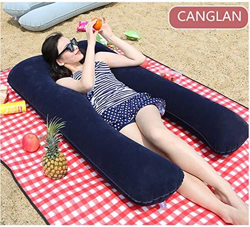Updated 55 Inch Inflatable Pregnancy Pillow with Flocked Fabric
