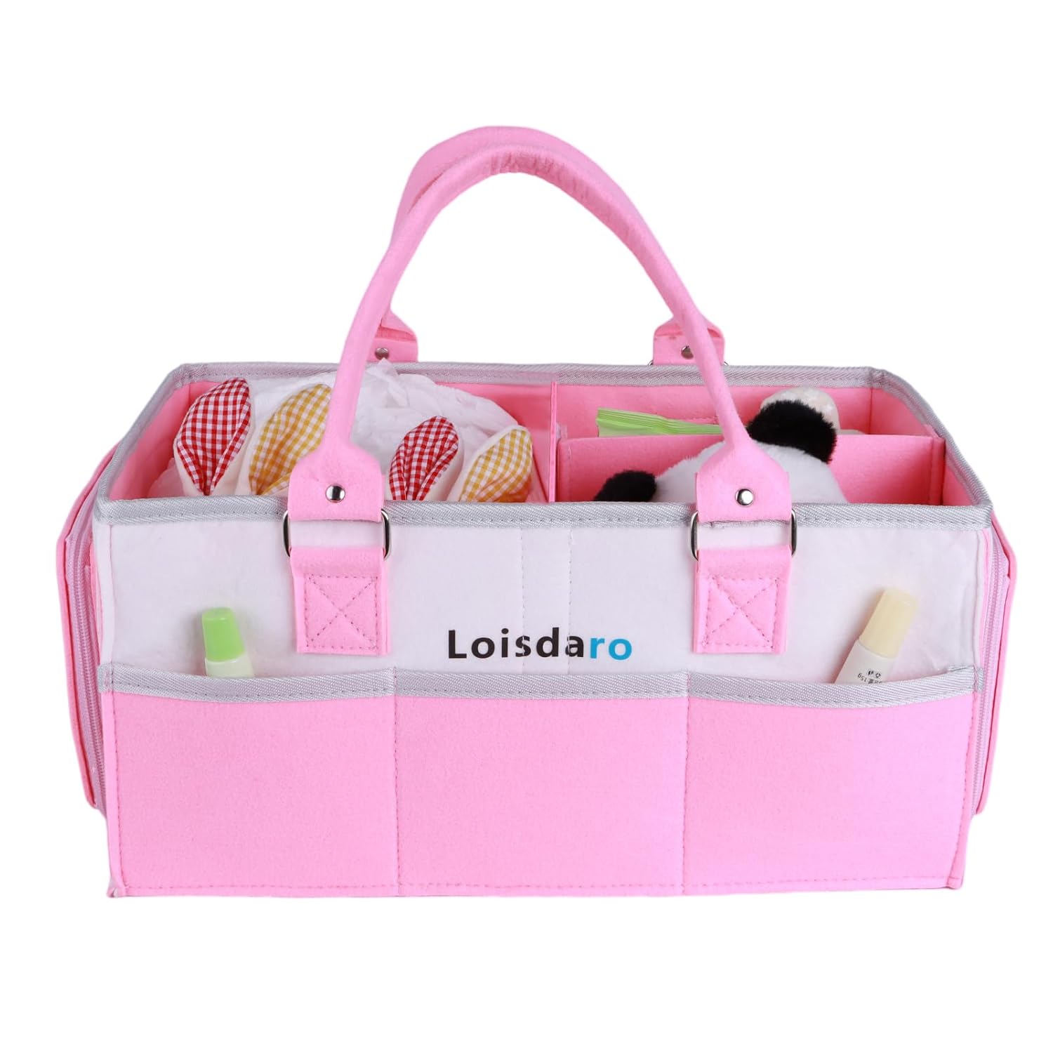 Loisdaro Baby Diaper Caddy with Handles and Dividers