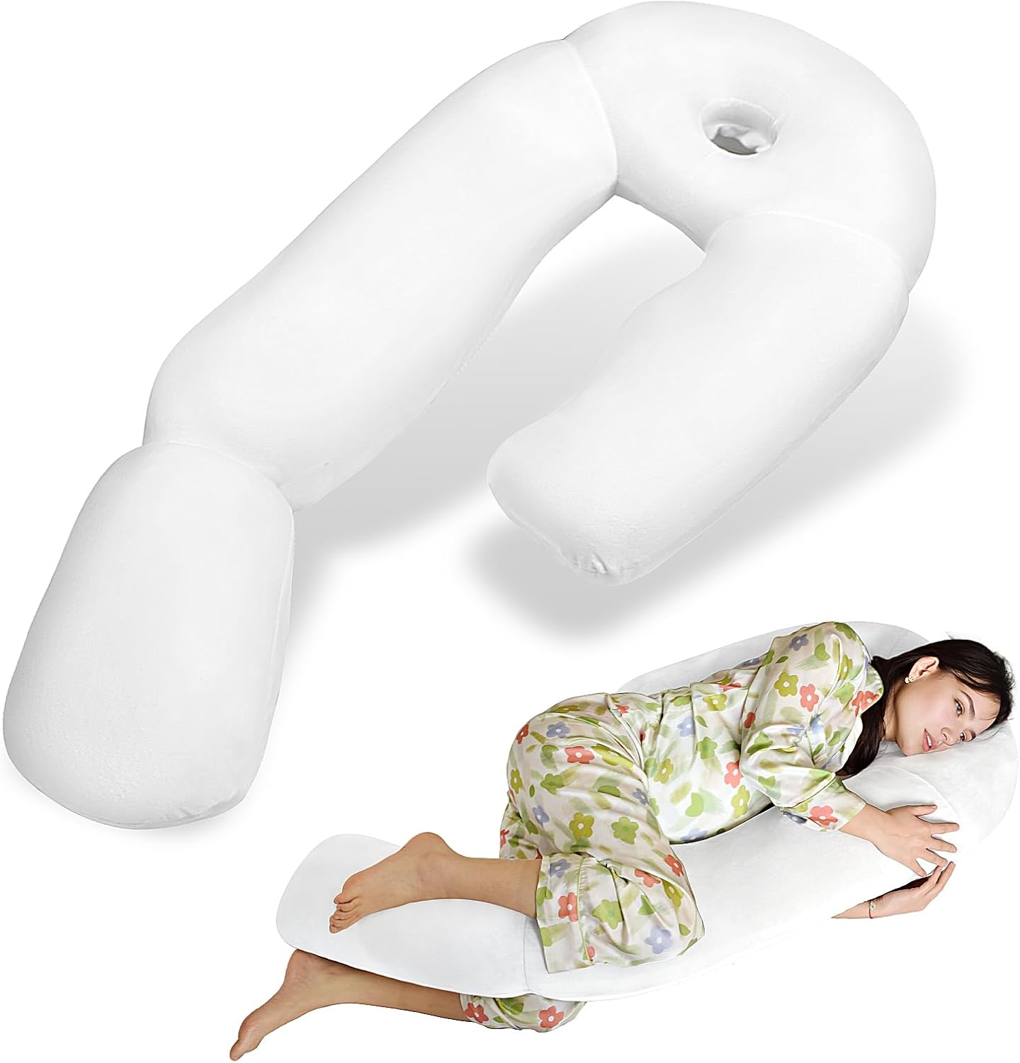 Pozico Pregnancy Pillow with Ear Piercing U-Shaped 51 Inch