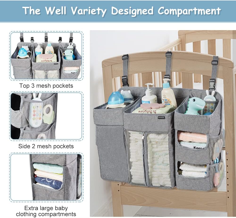 Clearworld Hanging Diaper Caddy Organizer Gray