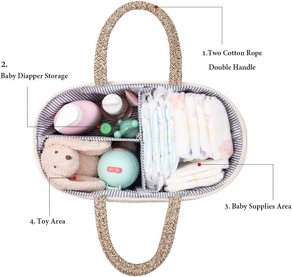 Baby Diaper Caddy Organizer Cotton Rope Woven DIY Basket