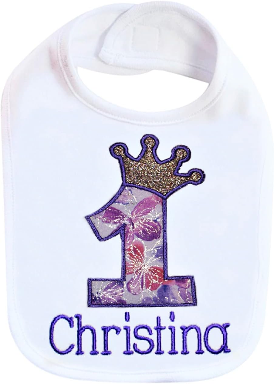 First Birthday Girl Bib with Custom Name Personalized