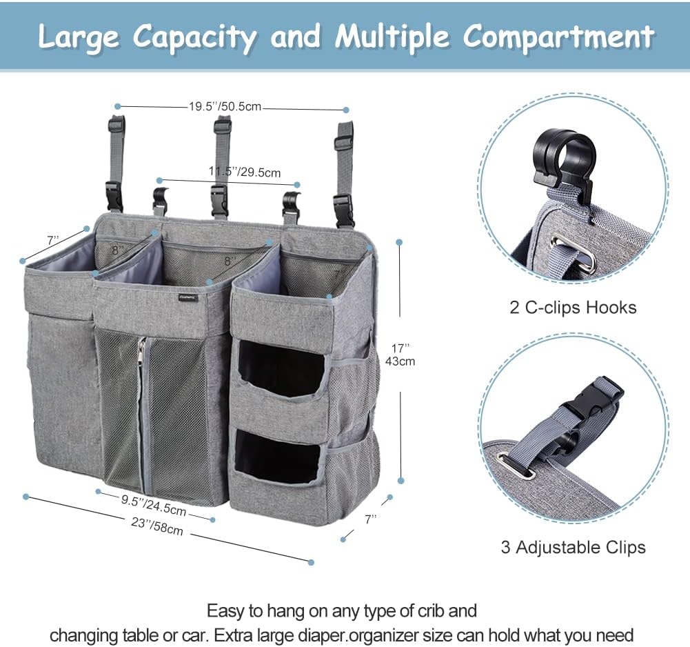 Clearworld Hanging Diaper Caddy Organizer Gray