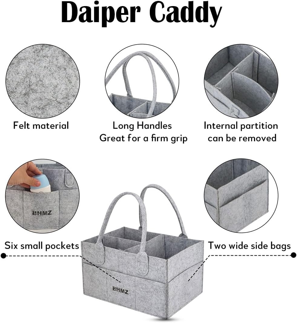 BHMZ Baby Diaper Caddy Organizer - Grey