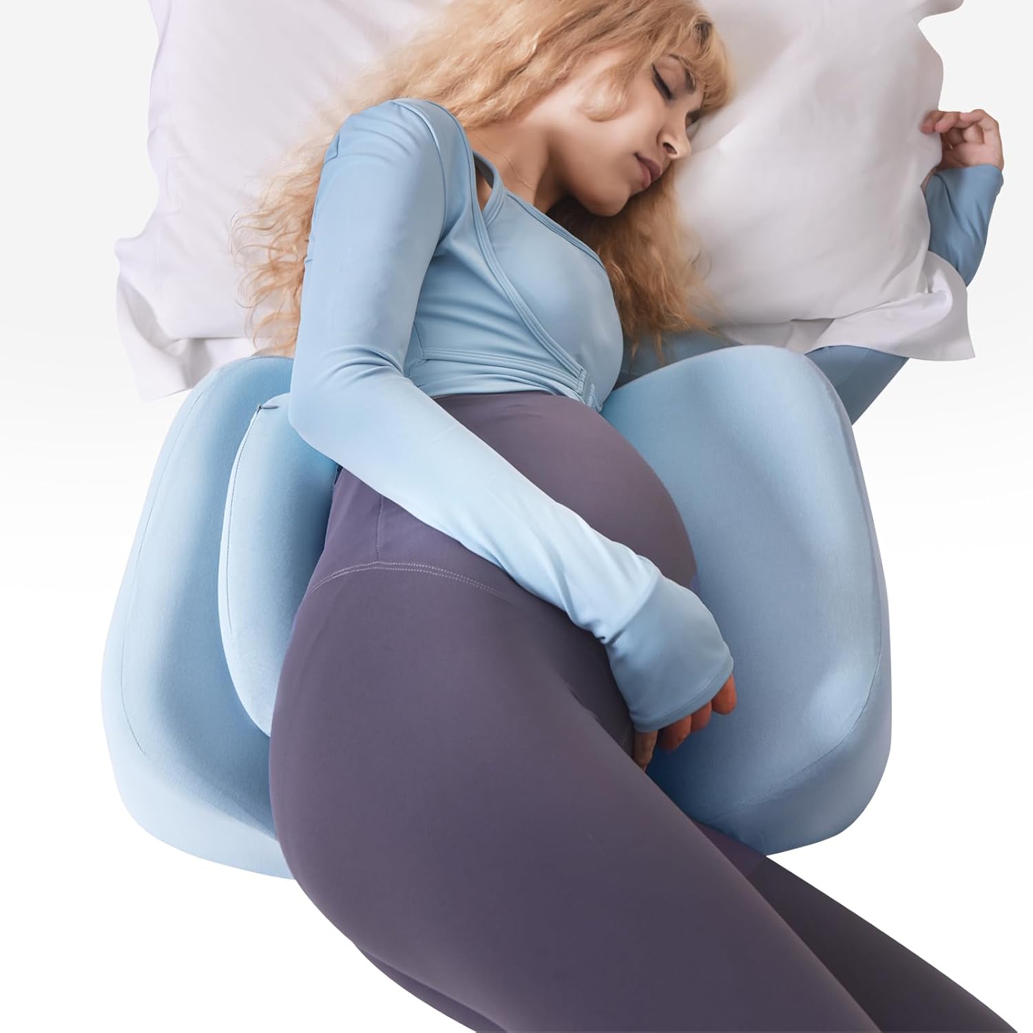 WEIKA Memory Foam Pregnancy Pillow - Blue