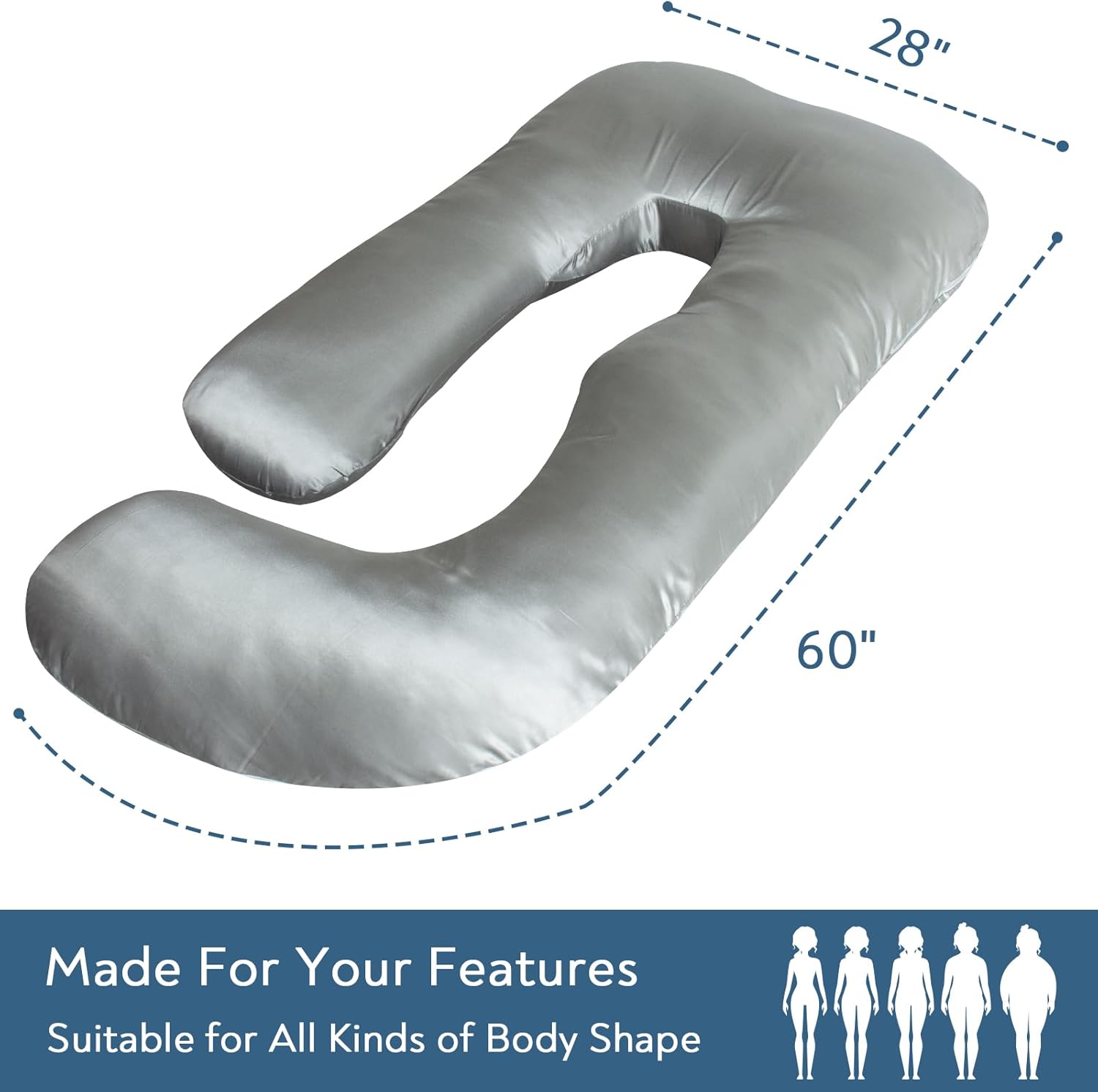 Magik Kover Silky Satin Maternity Pillow - Grey