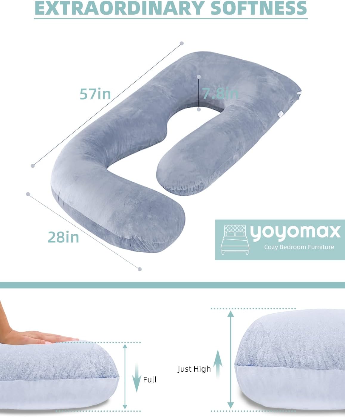 Yoyomax U Shaped Pregnancy Pillow with Removable Cover