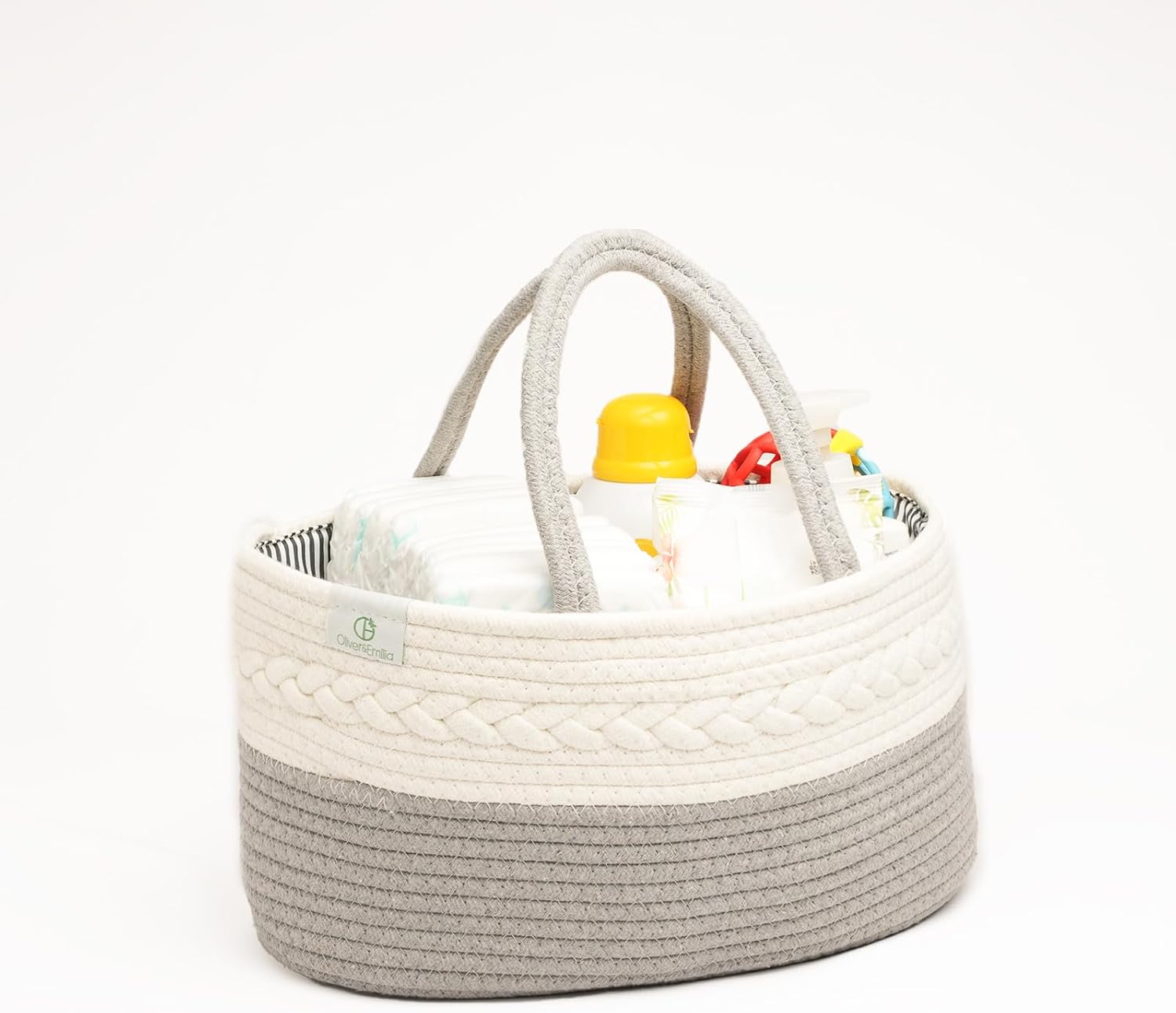 Oliver Emilia Diaper Caddy - Woven Organizer with Handle