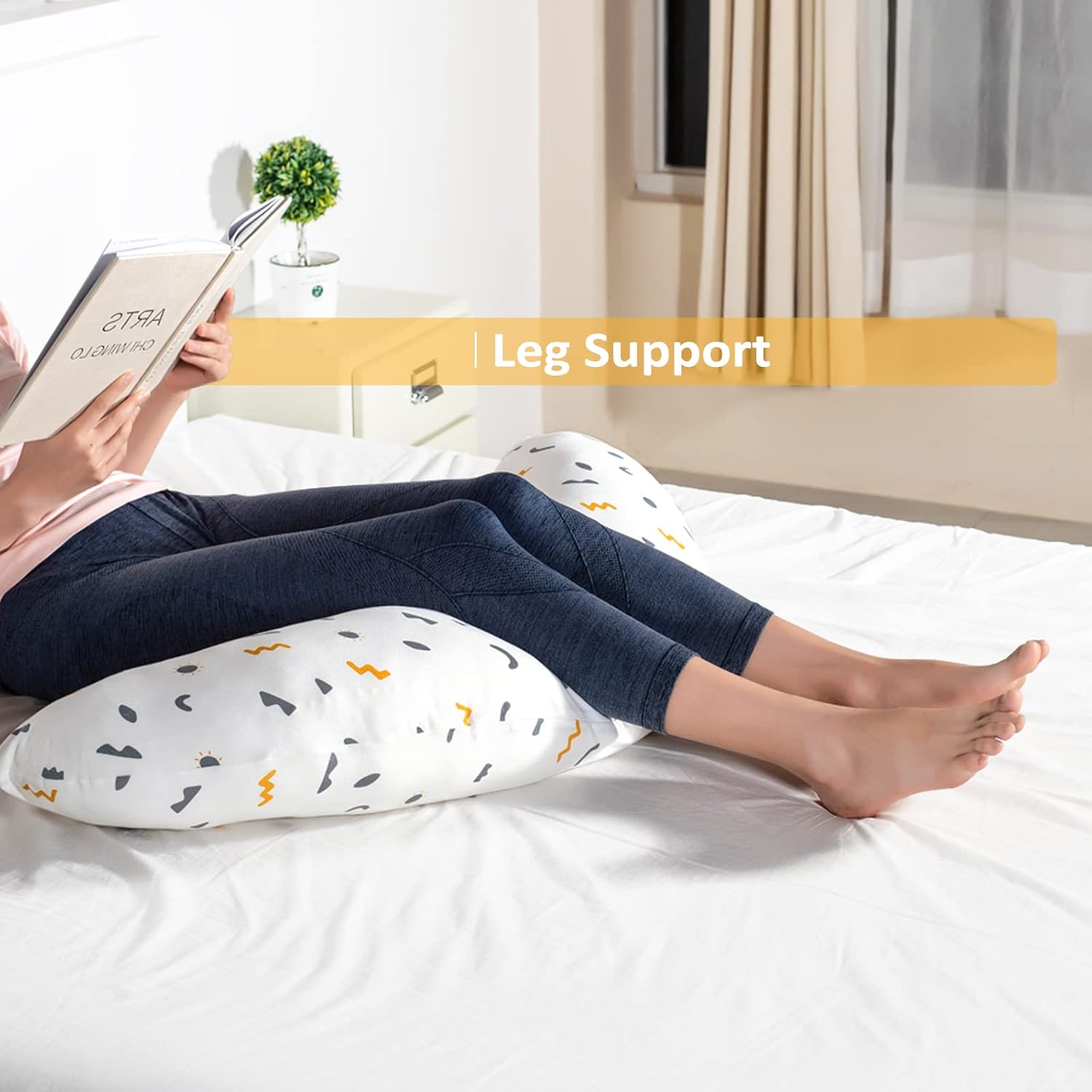 BYRIVER C Shaped Pregnancy Pillow with Cool Cotton Cover