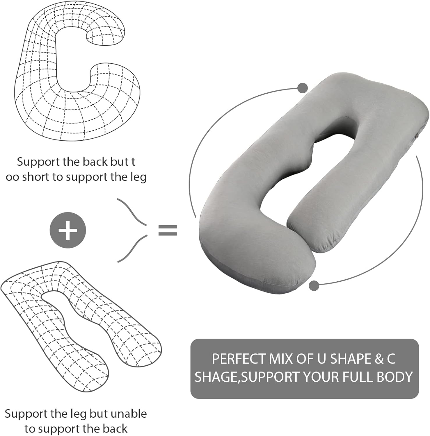 BATTOP Pregnancy Pillow with Cooling Cover 1