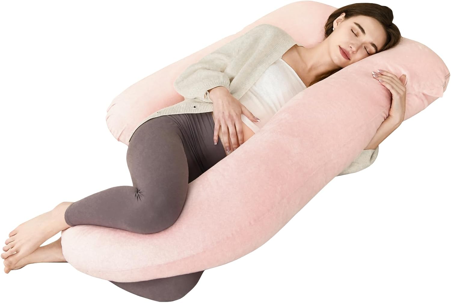 Iangorion Full Body Pillow Pink U-Shaped Maternity Support