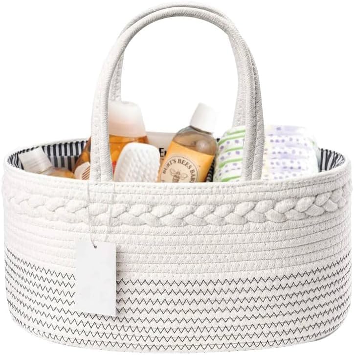 Moufhia Diaper Caddy Organizer with Cotton Rope Handle
