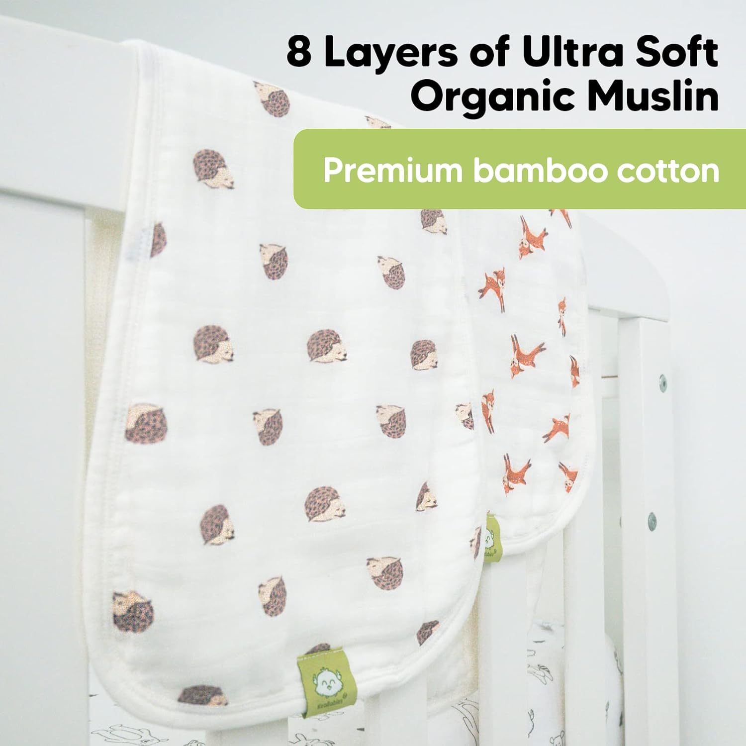 KeaBabies Diaper Caddy Organizer with 5 Pack Muslin Burp Cloths