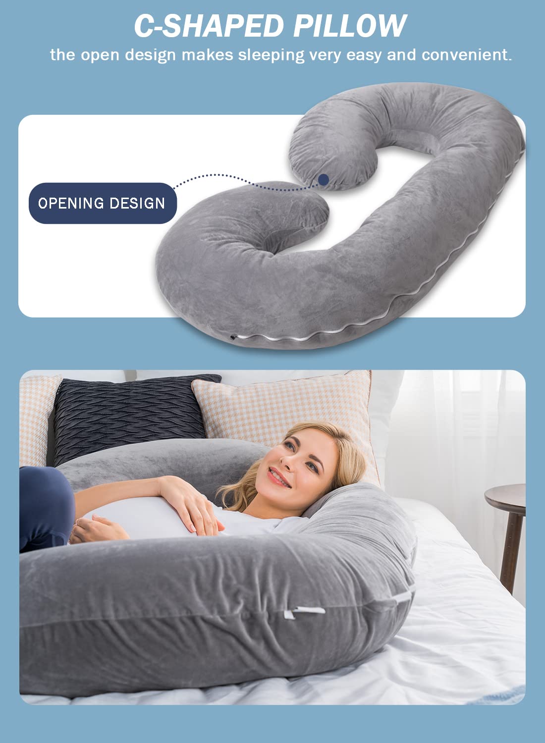 INSEN Pregnancy Pillow with Velvet Cover