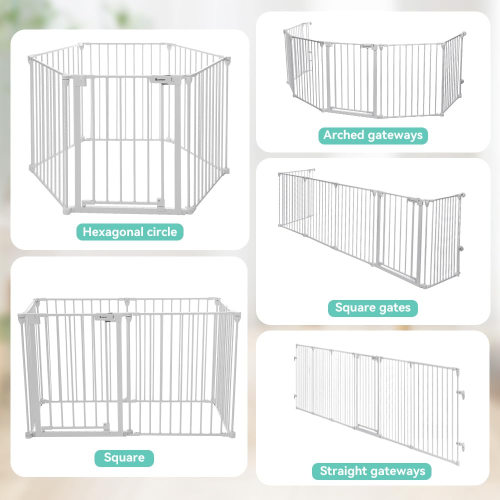 COMOMY 150 Wide Baby Gate with Door and Auto Close