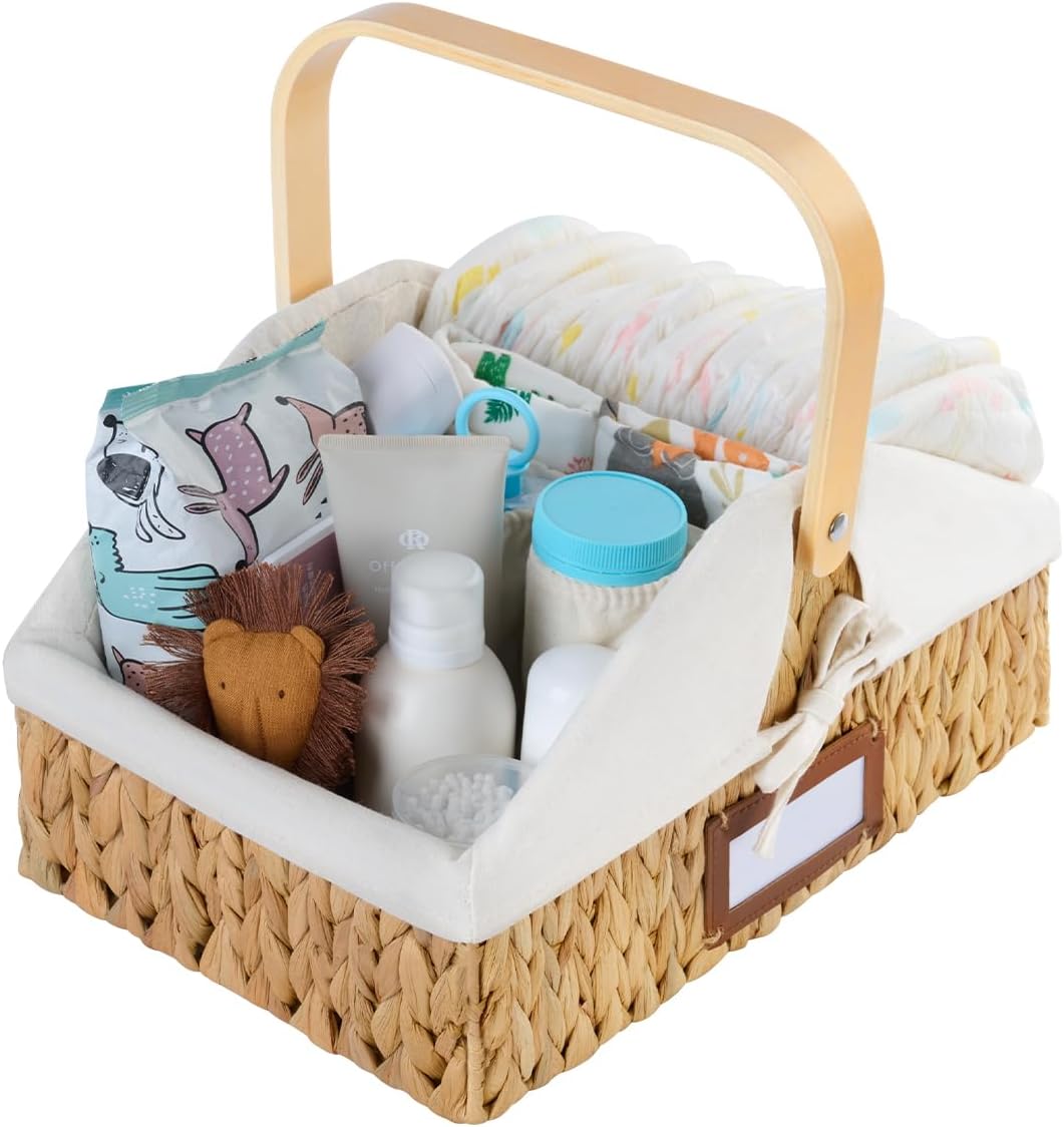 StorageWorks Wicker Diaper Caddy Organizer with Liner