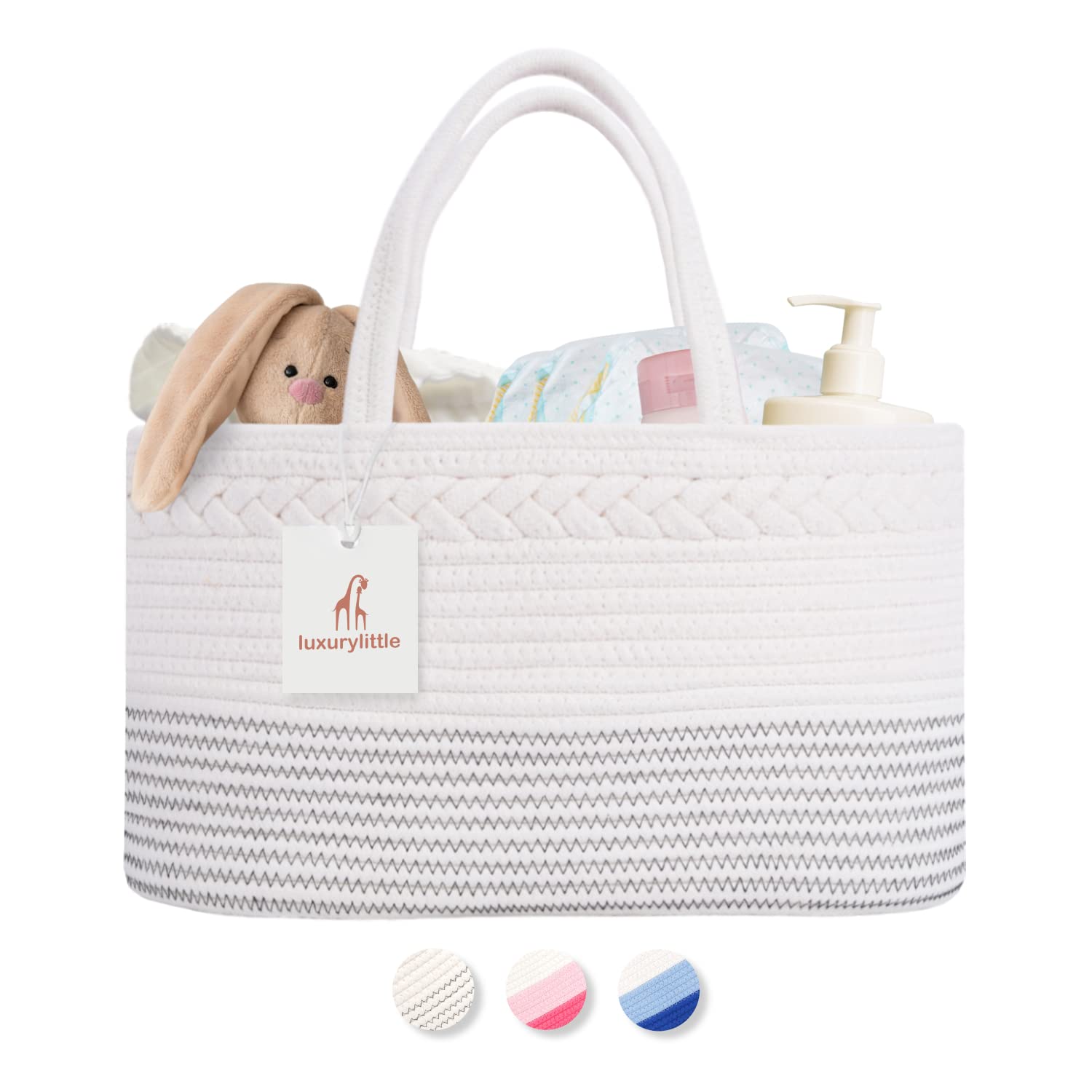 Luxury Little Baby Diaper Caddy with Rainbow Felt Letter Board