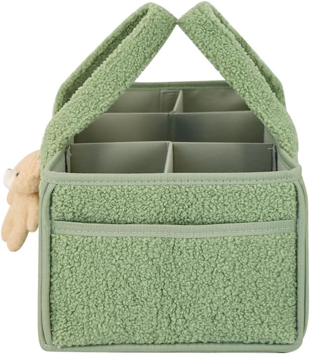 BuzzBloom Baby Teddy Diaper Caddy Organizer Sage 1