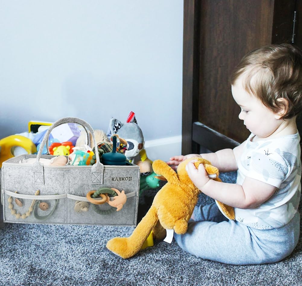 KAKKOII Baby Diaper Caddy with Handle and Pockets