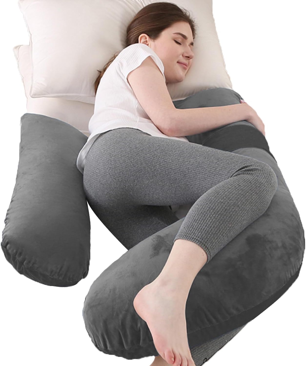 Anfrandce Pregnancy Pillow with Adjustable Support Grey