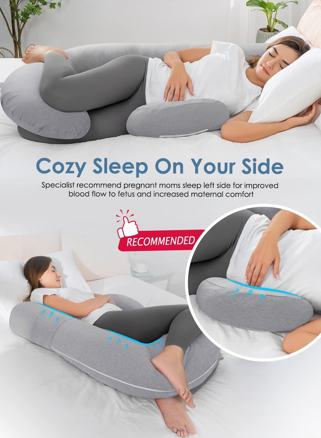 QUEEN ROSE Cooling Maternity Pillow for Pregnancy Comfort