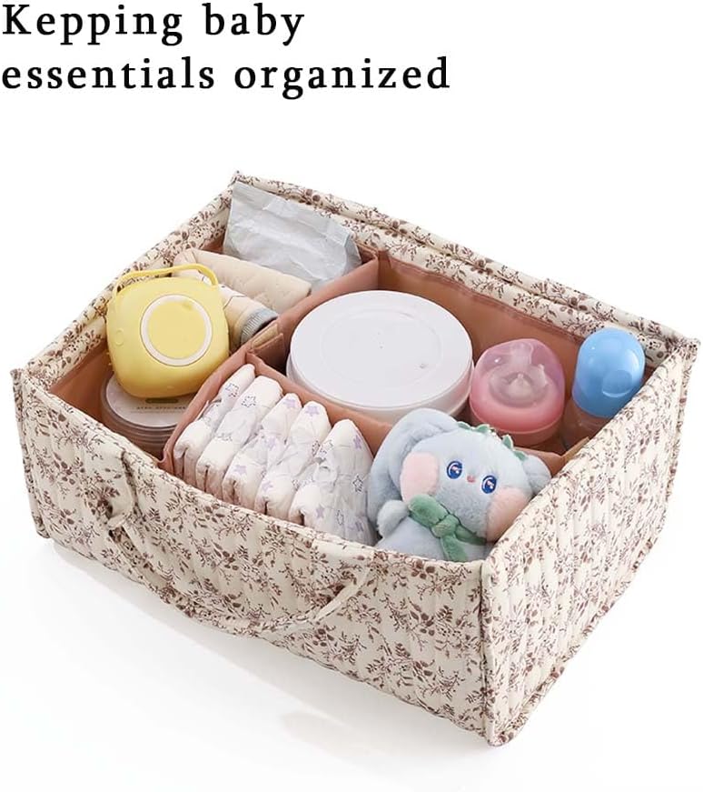 MOMIGO Floral Baby Diaper Caddy Organizer - Orange