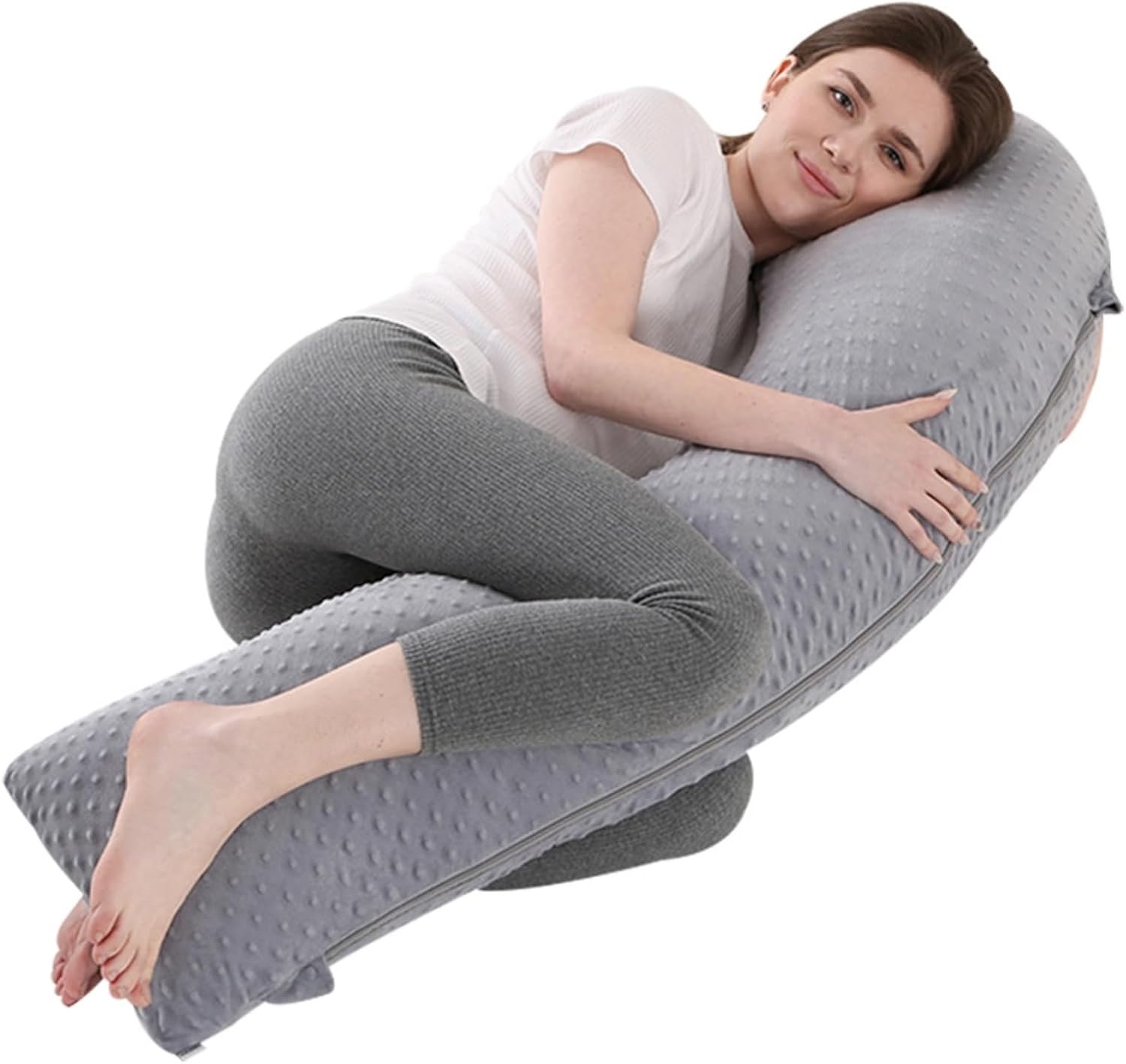 Vivixilan J-Shaped Pregnancy Pillow for Full Body Support Gray