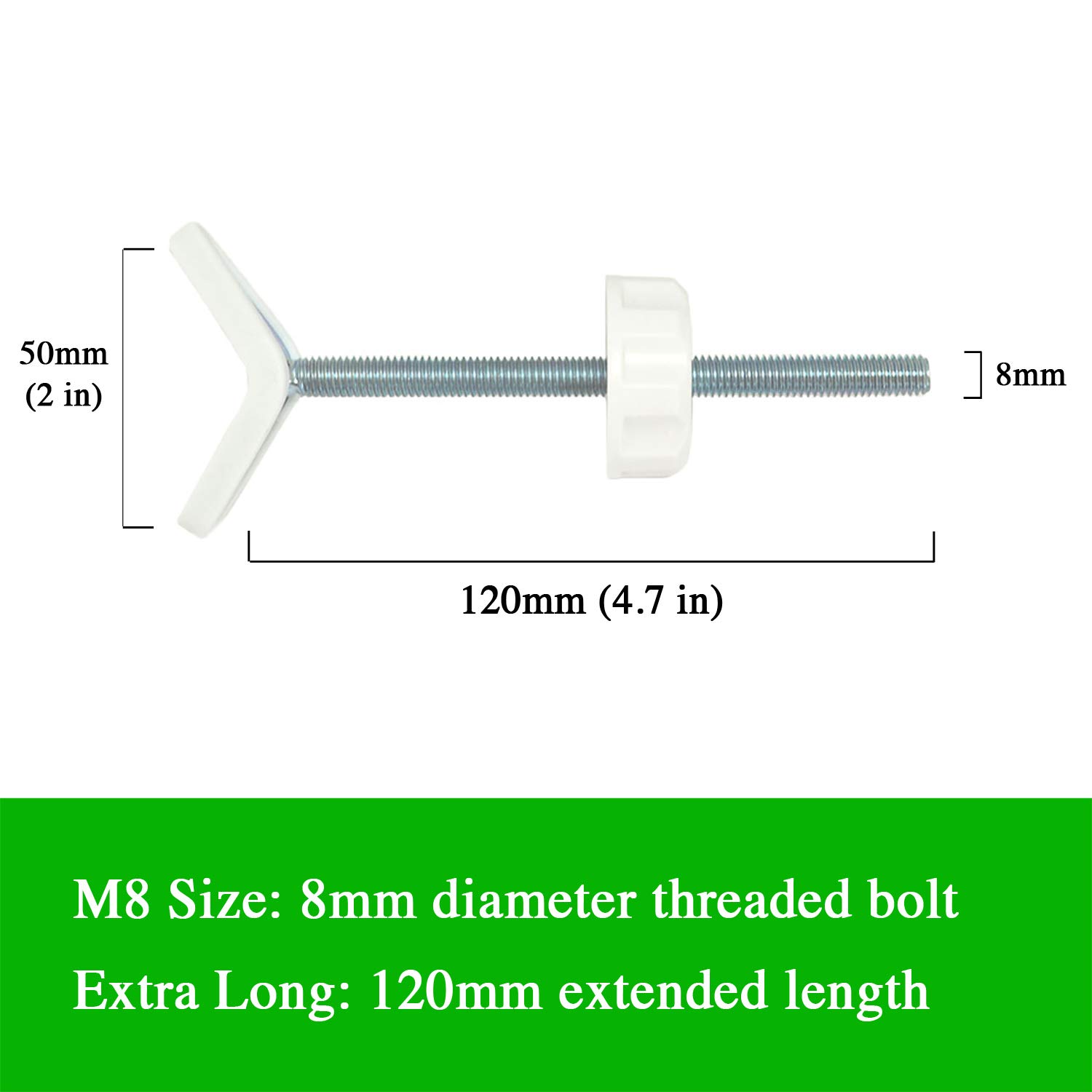 Extra Long M8 Stair Banister Adapter Y-Spindle Rods 2 Pack