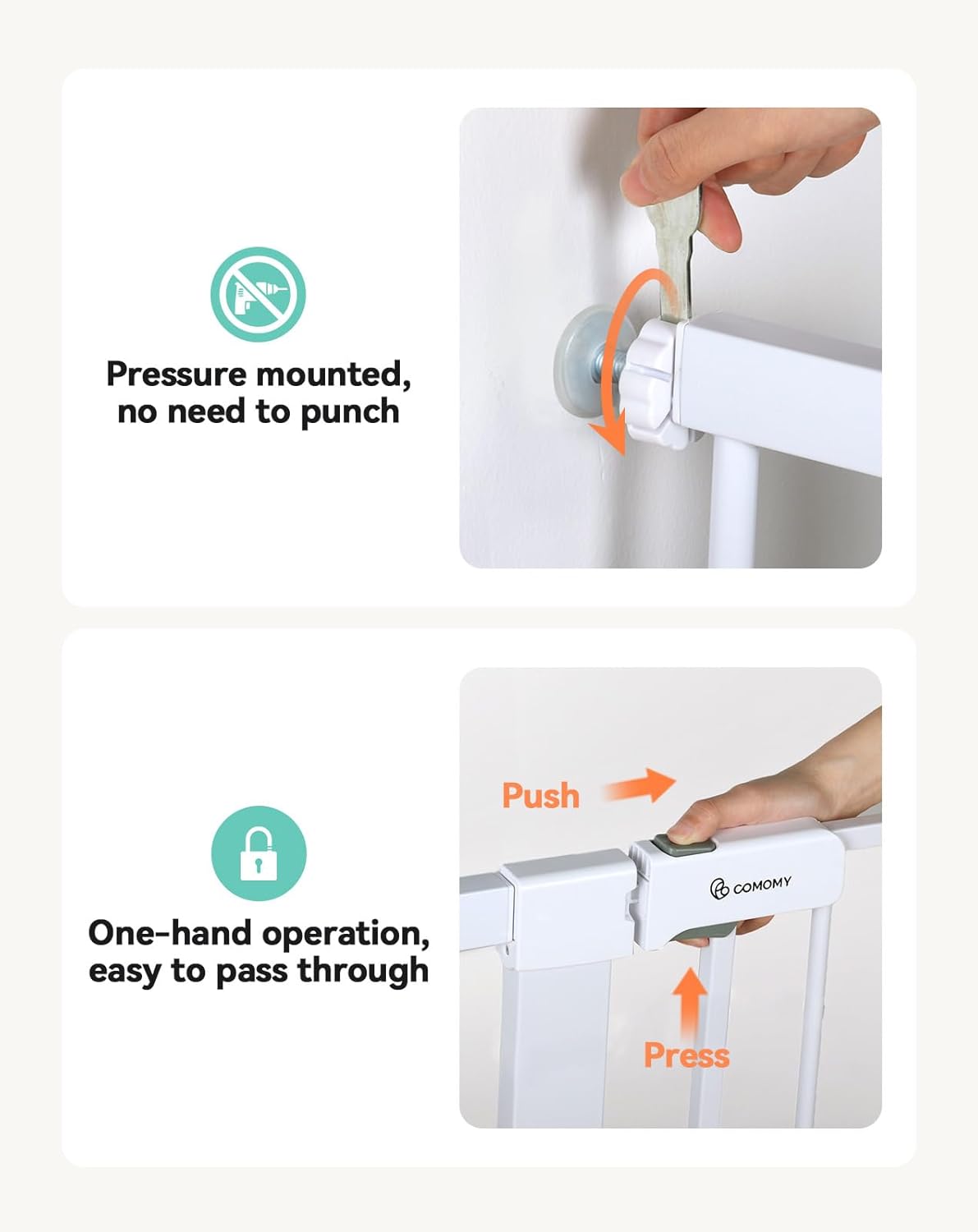 COMOMY 36 Tall Sturdy Baby Gate with Auto Close