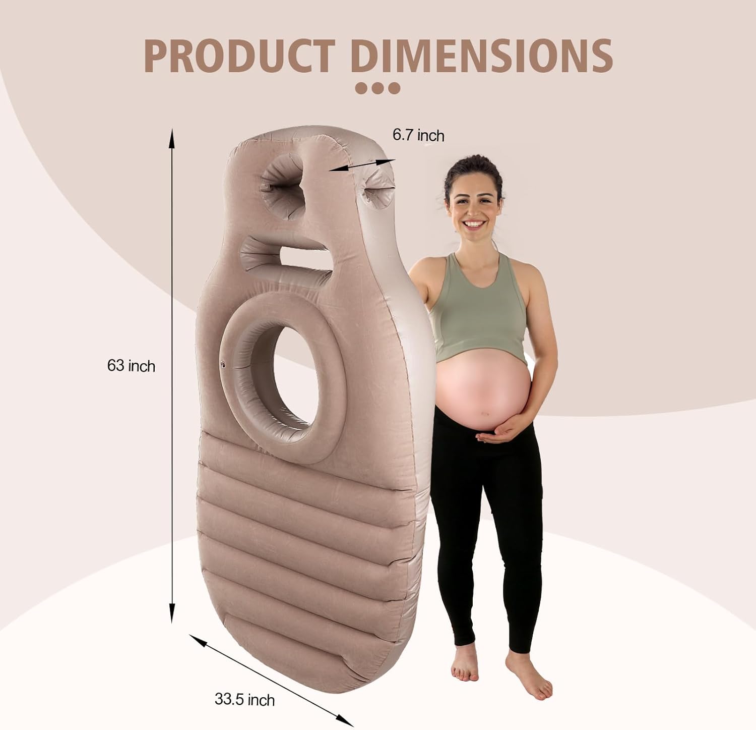 Toggloo Inflatable Pregnancy Pillow with Belly Hole Gray 1