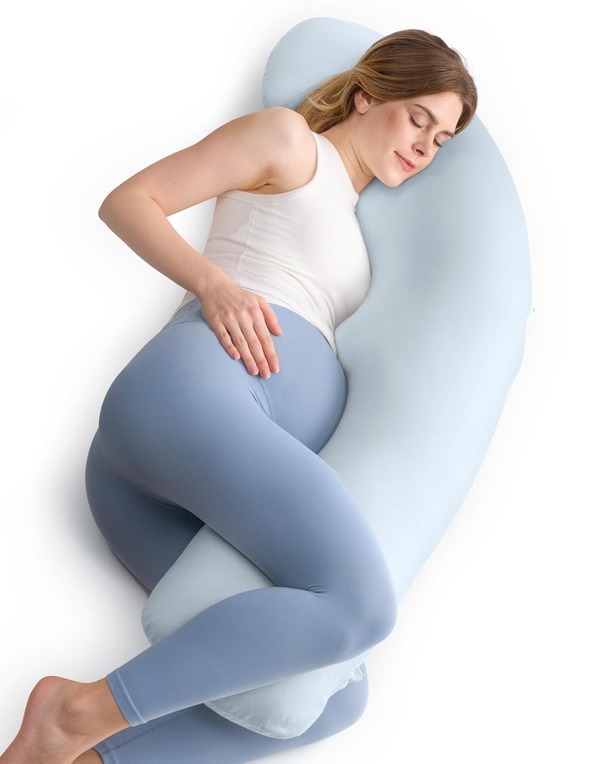 Momcozy Pregnancy Pillow for Side Sleepers Blue