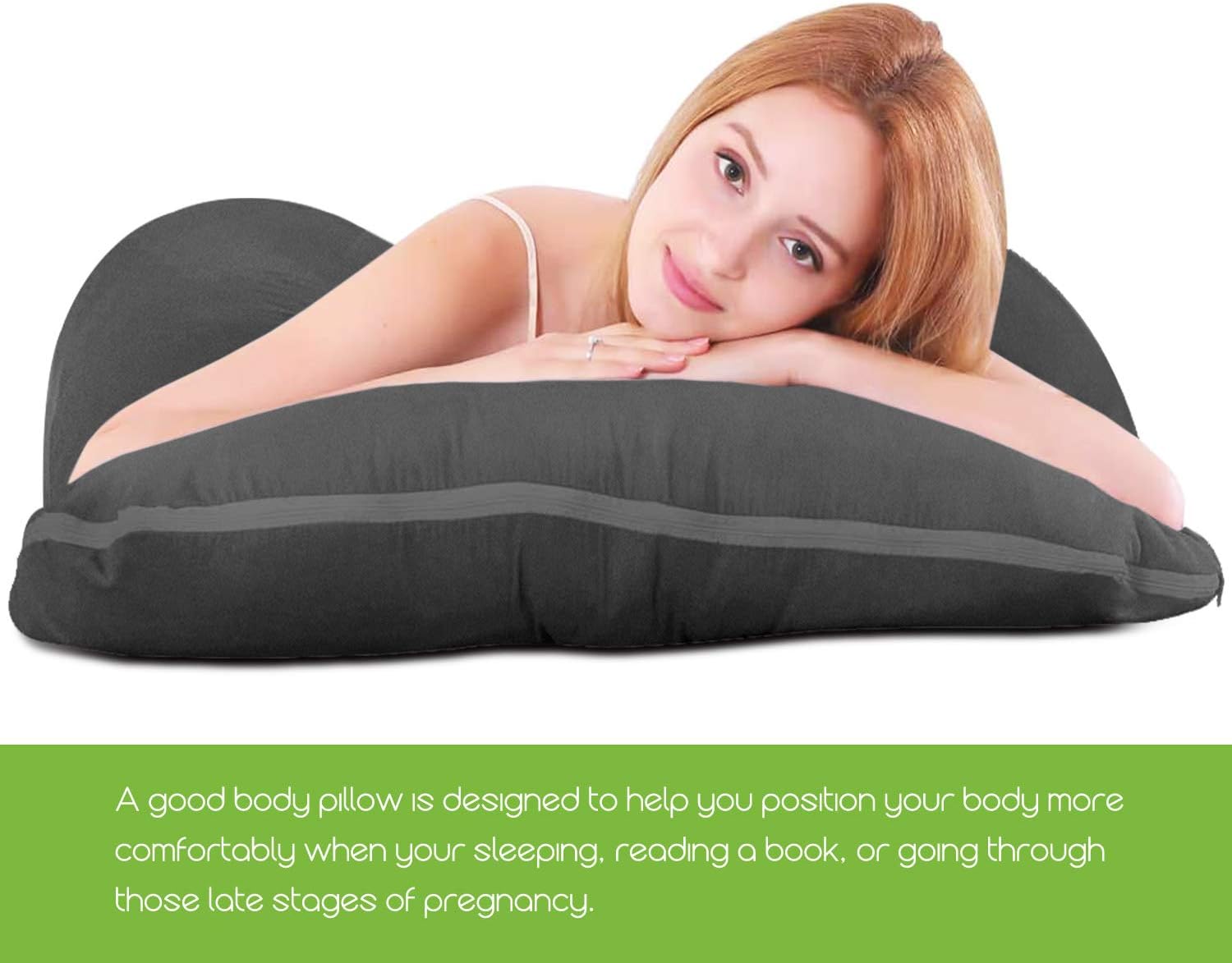 COSMOPLUS U-Shaped Full Body Pillow Case Heather Grey 1