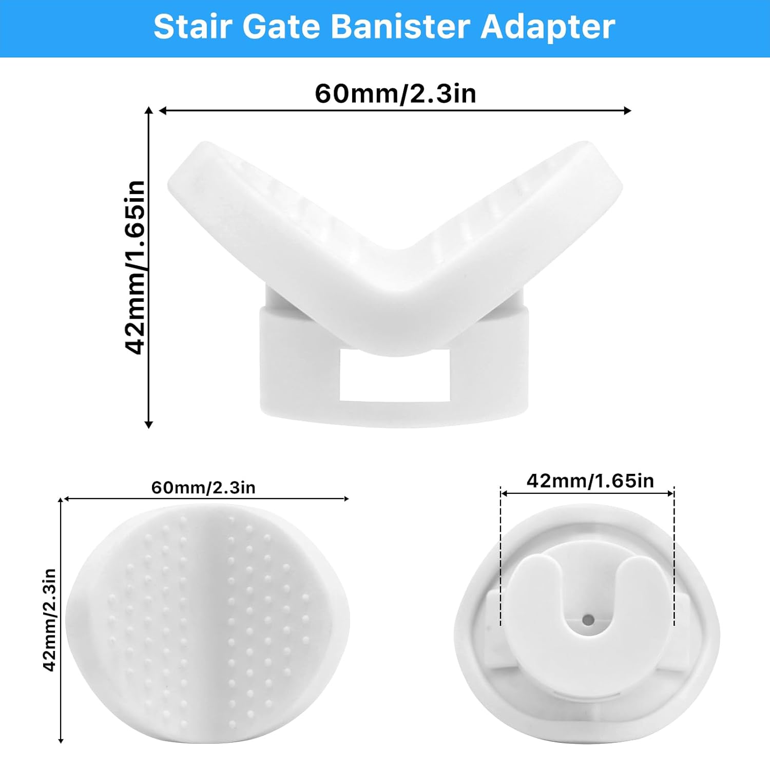2 Pack Universal Baby Gate Banister Adapter No Drilling White