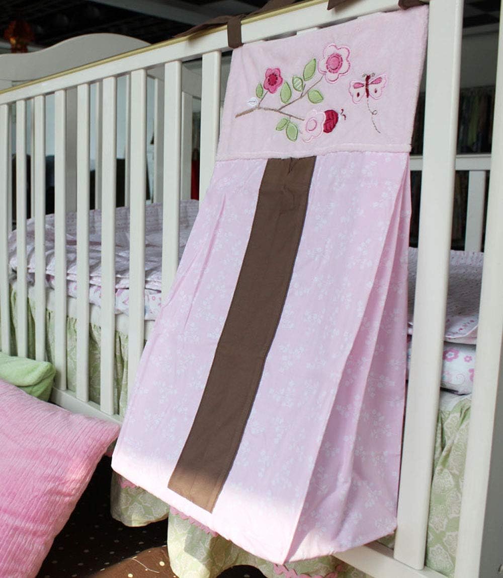 CribMATE Baby Girl Diaper Stacker with Pink Floral Ladybug Design