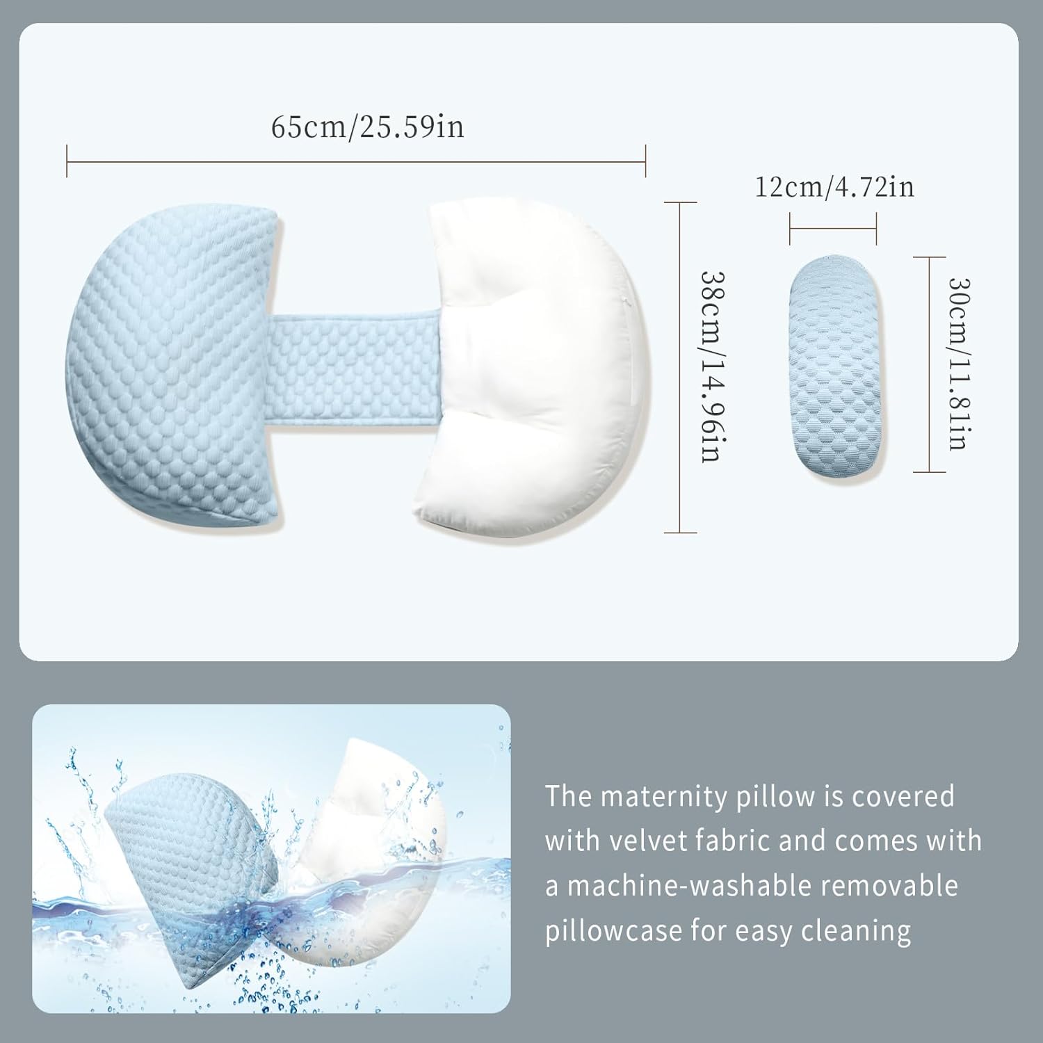 Cooling Pregnancy Pillow with Memory Foam and Adjustable Support