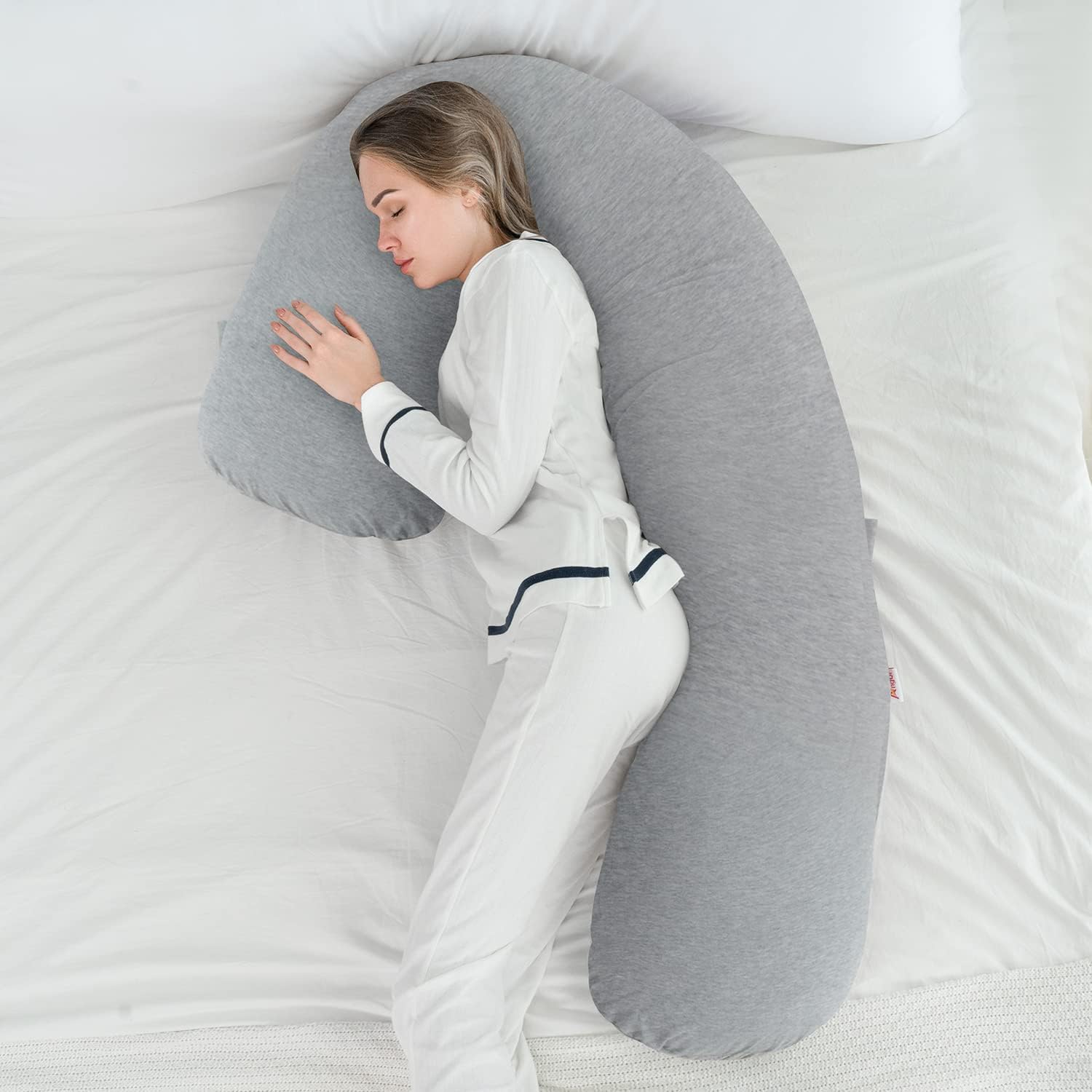 AngQi Body Pregnancy Pillow with Gray Jersey Cover 1
