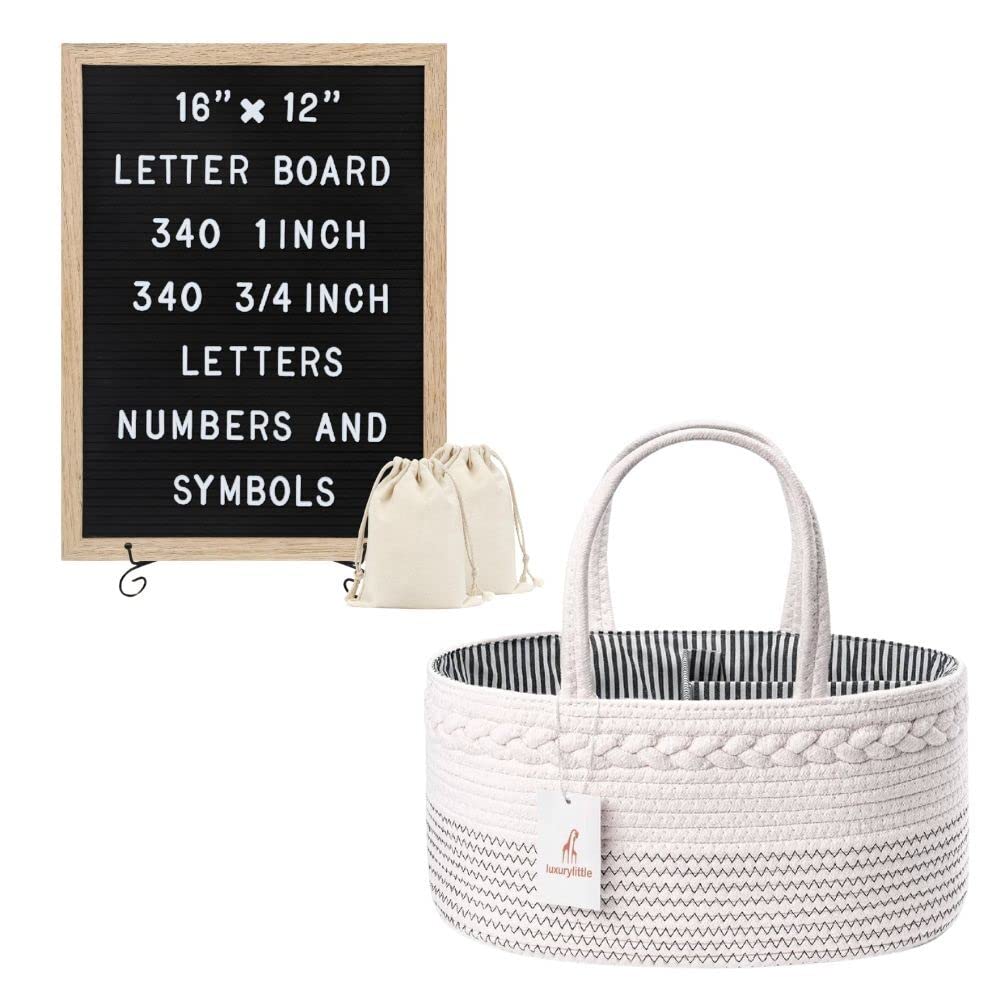 Luxury Little Baby Diaper Caddy and Felt Letter Board Bundle