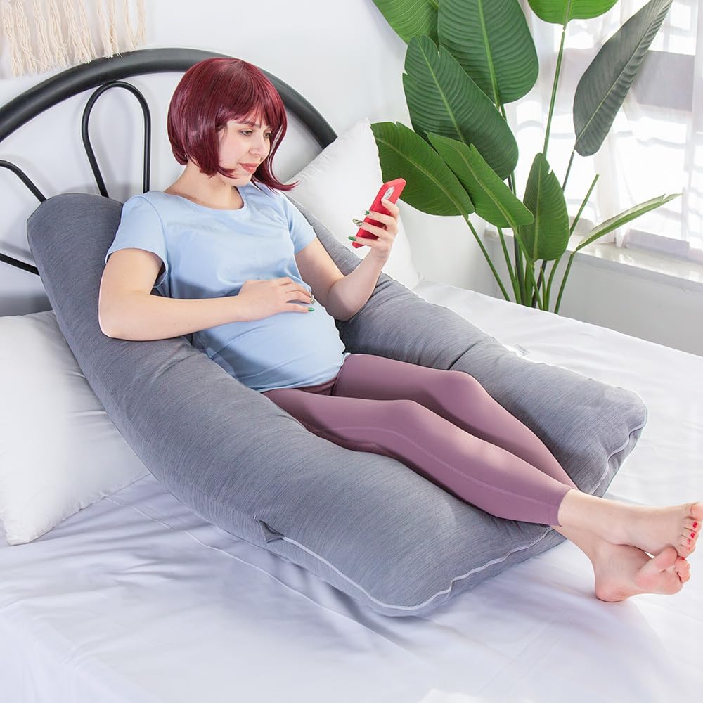 MOON PINE Pregnancy Pillow with Cooling Grey Cover