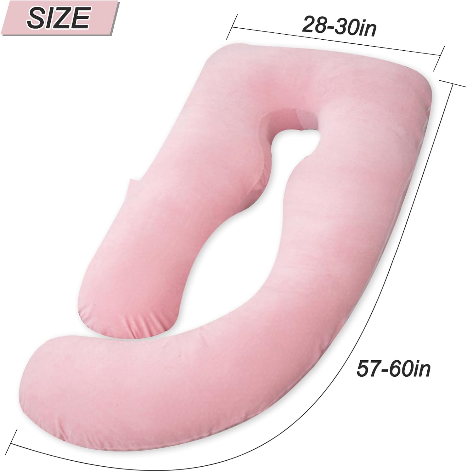 60 Inch U-Shaped Pregnancy Pillow with Velour Cover