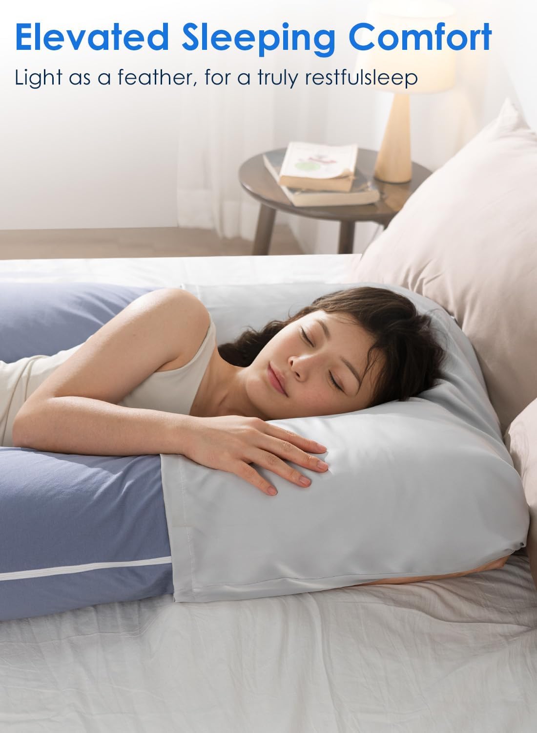 QUEEN ROSE Cooling Satin Pregnancy Pillow Cover Fits U C Shaped Pillows Grey