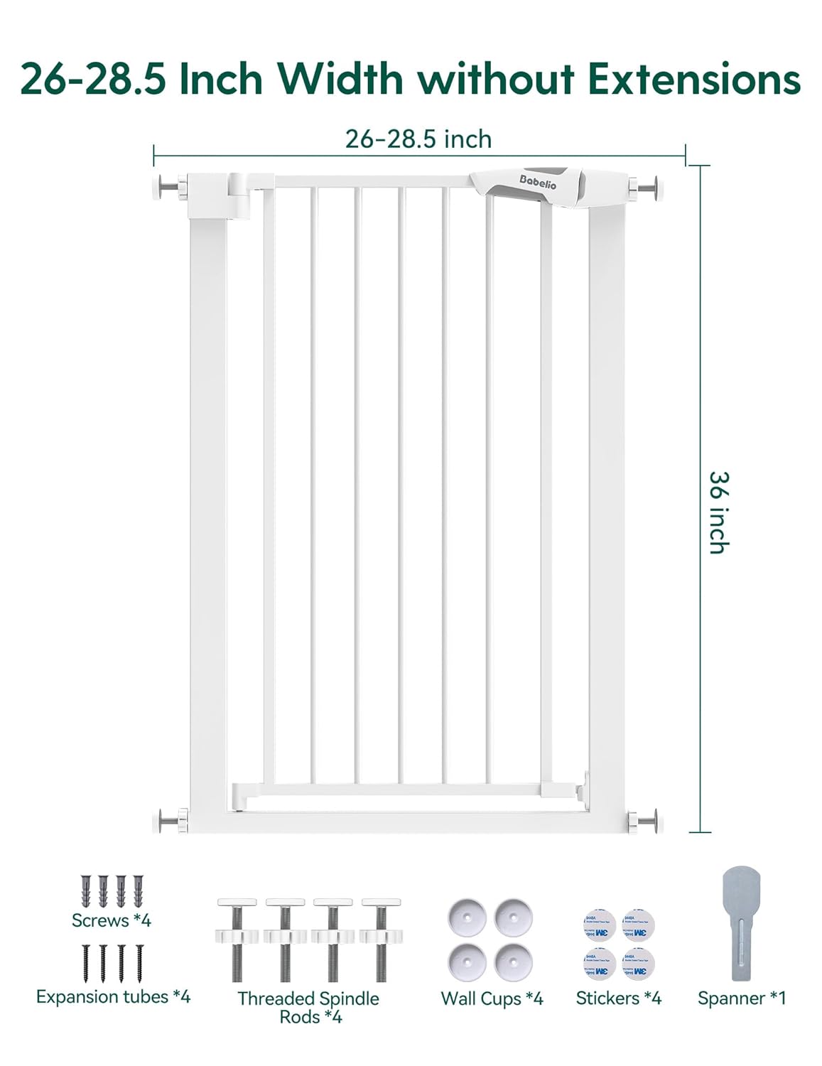 BABELIO 36 Tall Narrow Baby Gate with Auto-Close