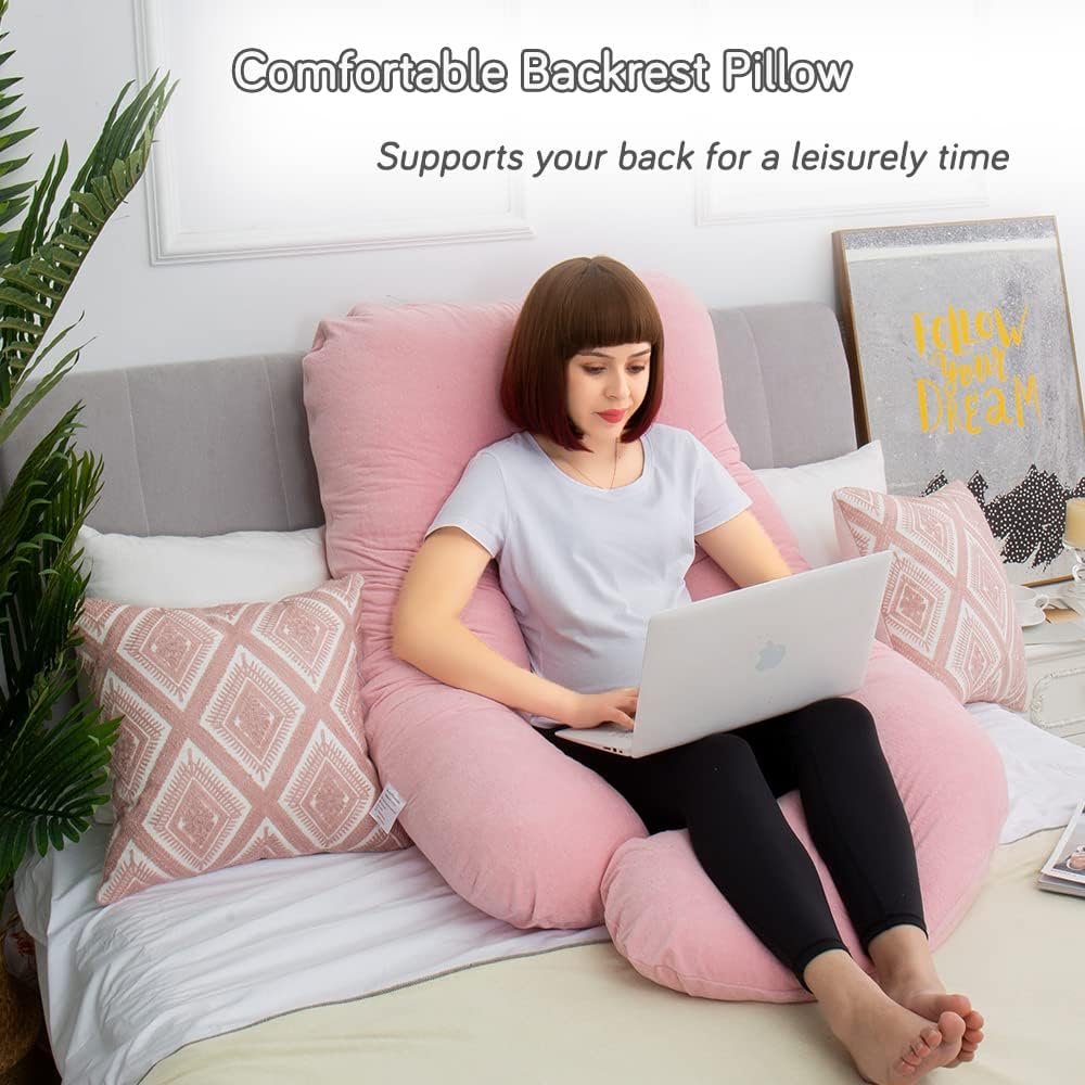 60 Inch U-Shaped Pregnancy Pillow with Velour Cover
