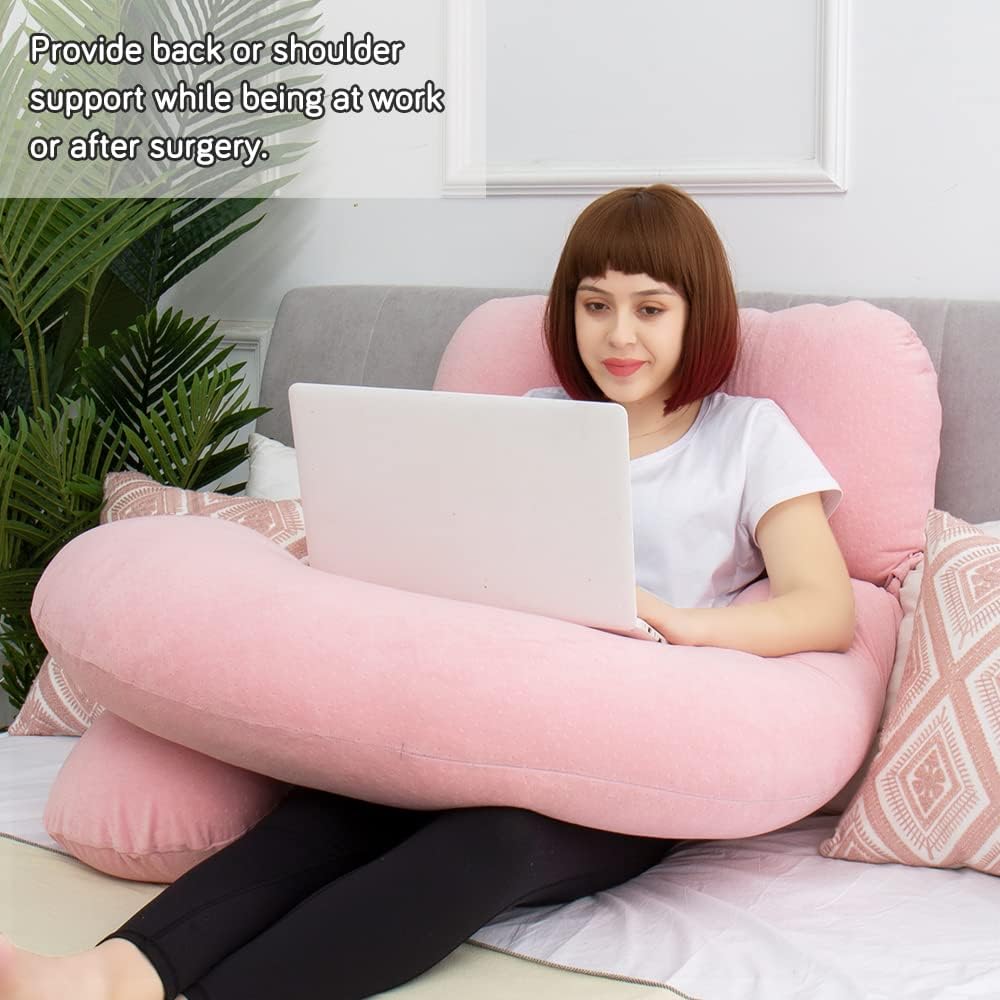 AS AWESLING 60in U-Shape Maternity Pillow with Detachable Sides