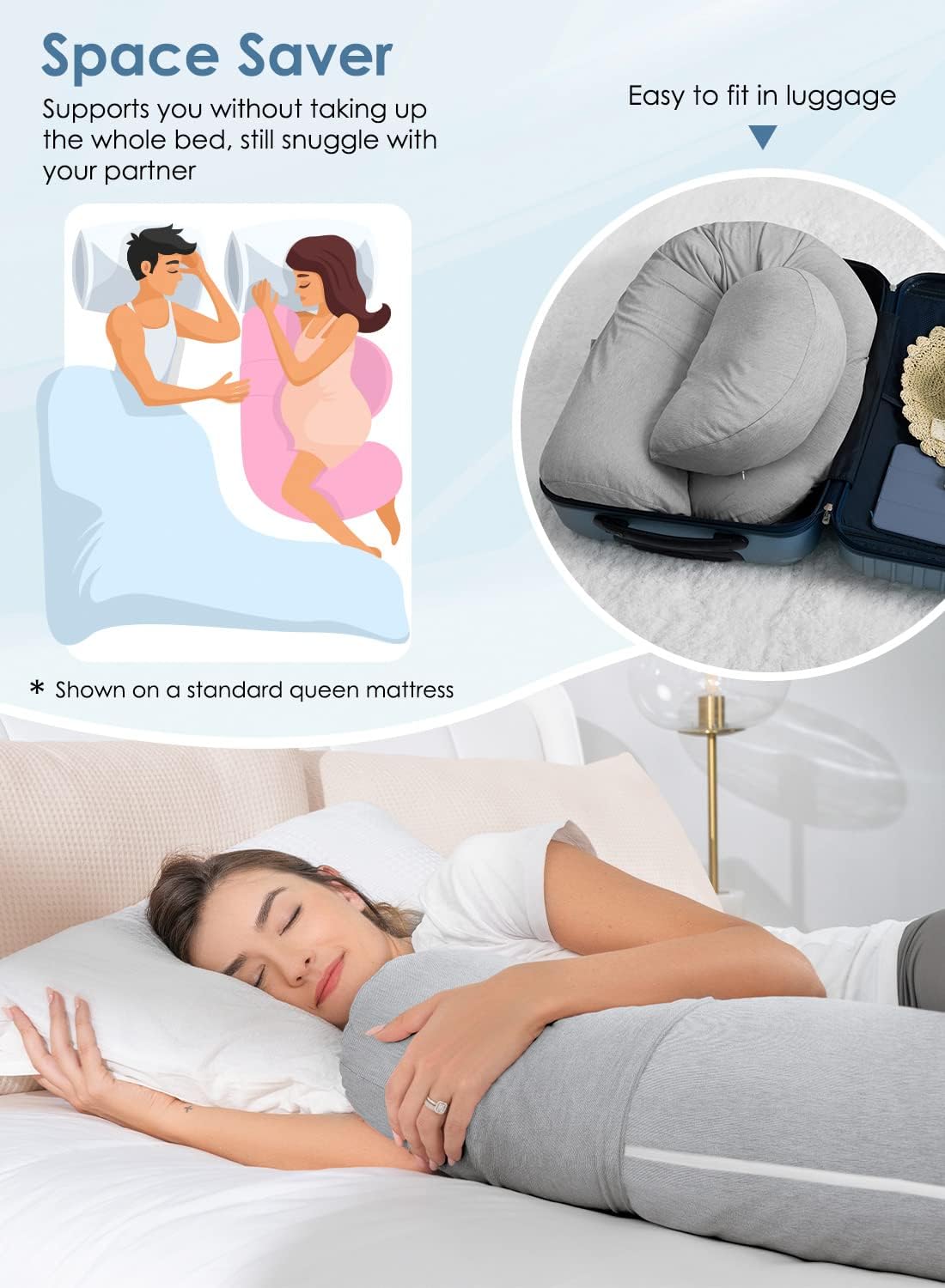 QUEEN ROSE Cooling Maternity Pillow for Pregnancy Comfort