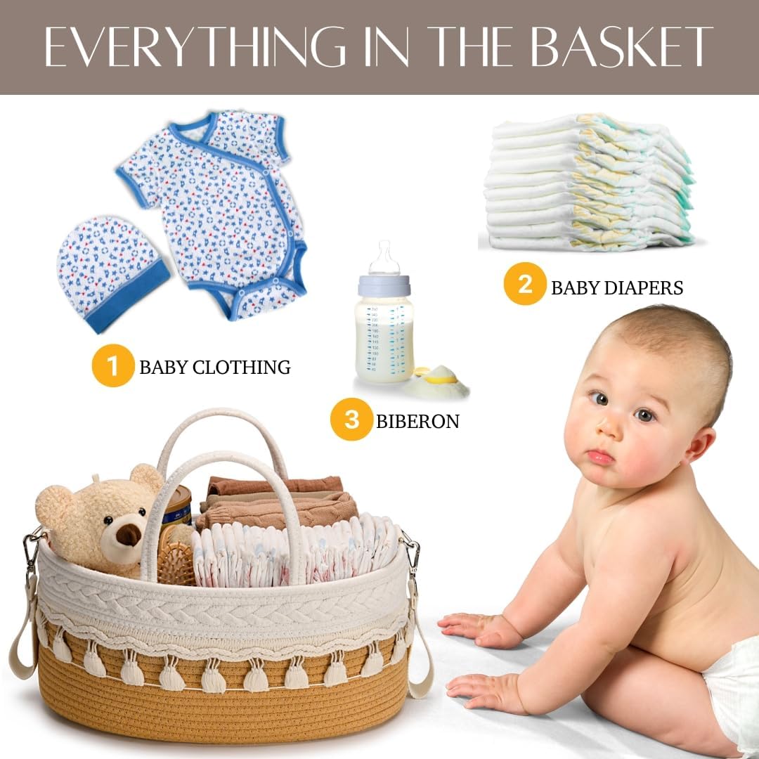 SEBRAM Diaper Caddy Organizer Brown